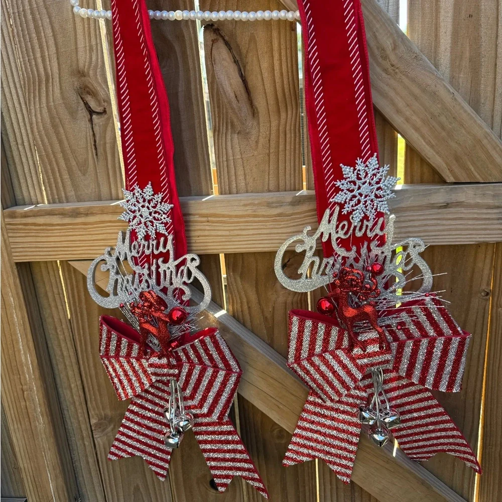 Over The Door Double Christmas Swag.  Christmas Bow/ Wreath /Ribbon Swag custom